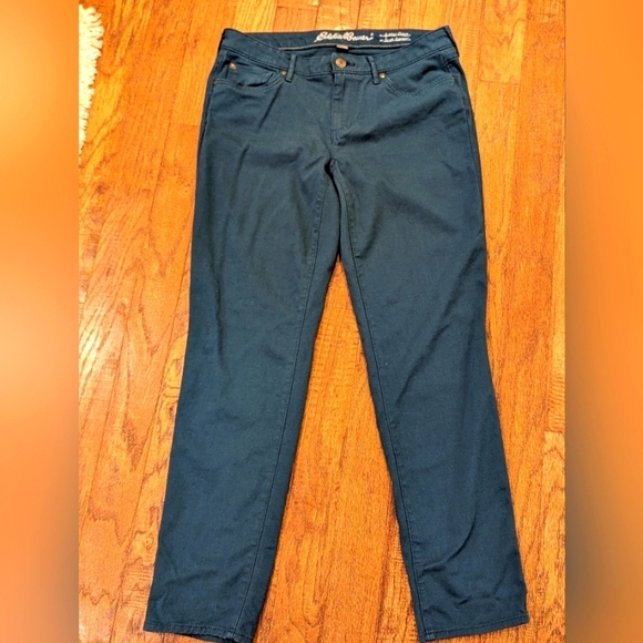 Eddie Bauer Slightly Curvy Slim Straight Pants, emerald green Size 12 - Picture 1 of 10